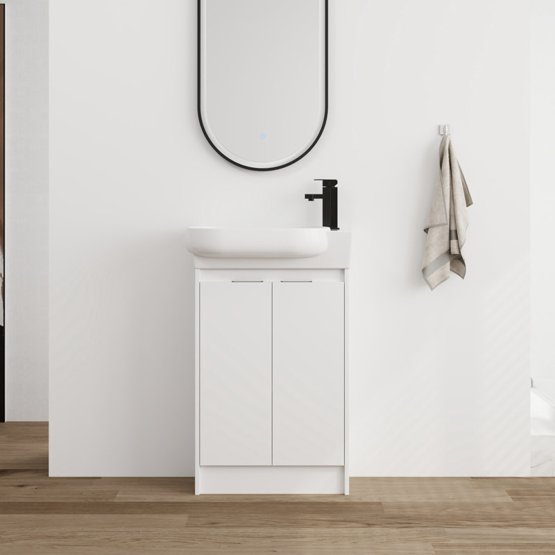 Meuble-lavabo simple 23 po avec comptoir en céramique, Blanc