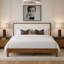 Luca solid wood boucle upholstered headboard bed frame-131499531-131499533