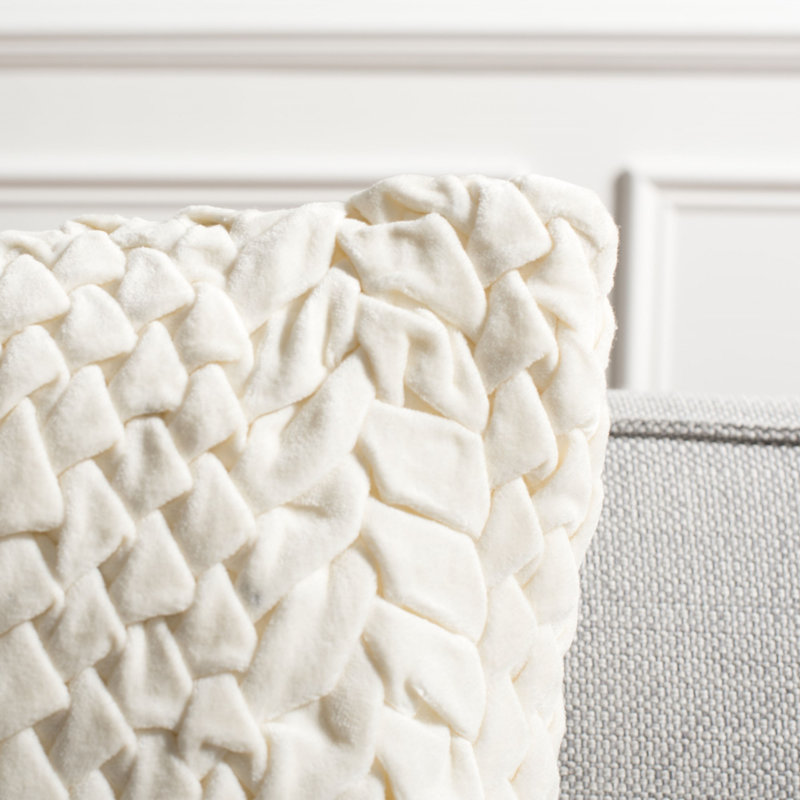 Cream Cotton Textured Square Throw Pillow