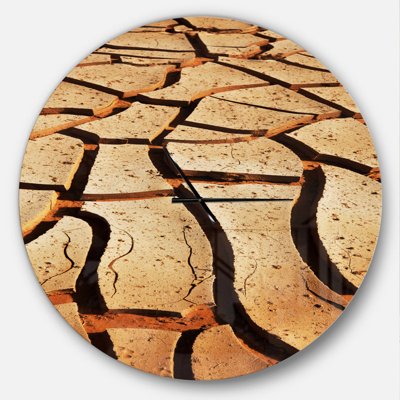Horloge murale moderne Cracked Brown, Grand