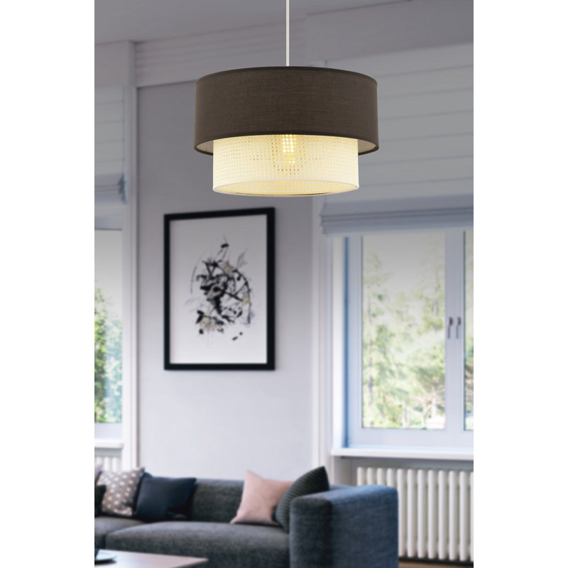 Élégant lustre en métal, blanc et anthracite, 25,6 po x 25,6 po x 25,6 po | Certifié CE, douille E27 (60 W maximum) | Capuchon en coton élégant, parfait pour le salon et la salle à manger, design moderne et qualité supérieure