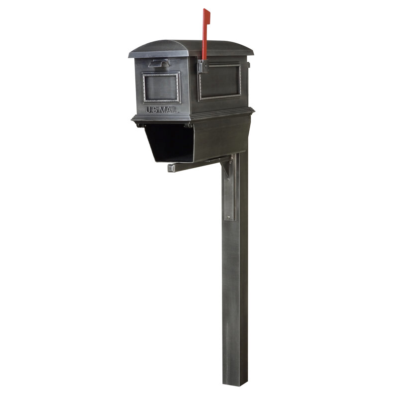 Aluminum Post Mounted Mailbox with Magnetic Closure