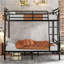 Lit double superposé au-dessus de grand lit double en métal, lits superposés détachables industriels avec garde-corps pour adolescents, noir