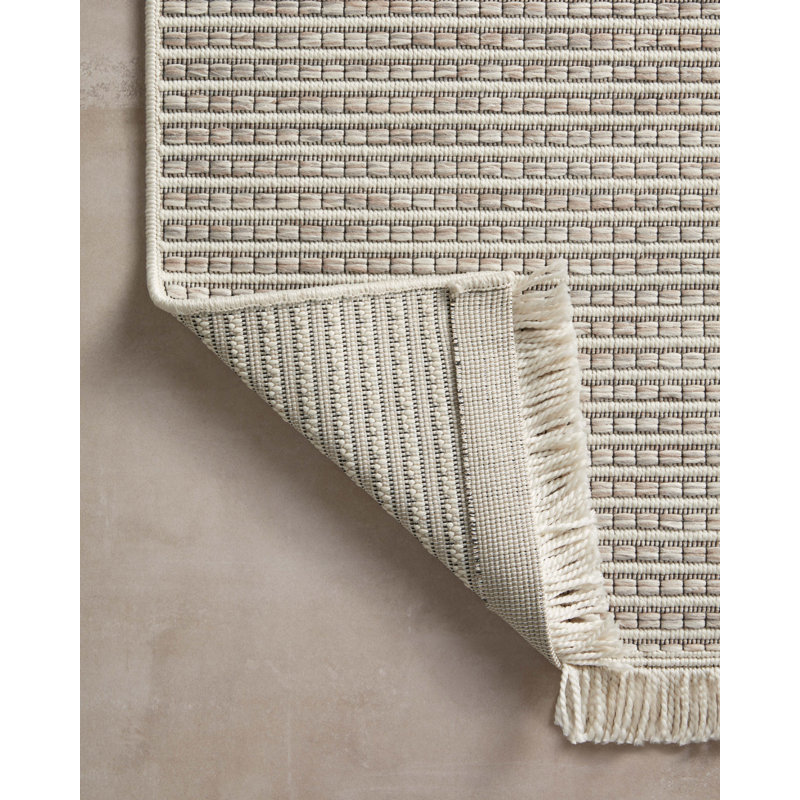 Amber Lewis x Loloi Malibu Ivory / Dove Indoor / Outdoor Area Rug, Runner 2'3" x 7'7"