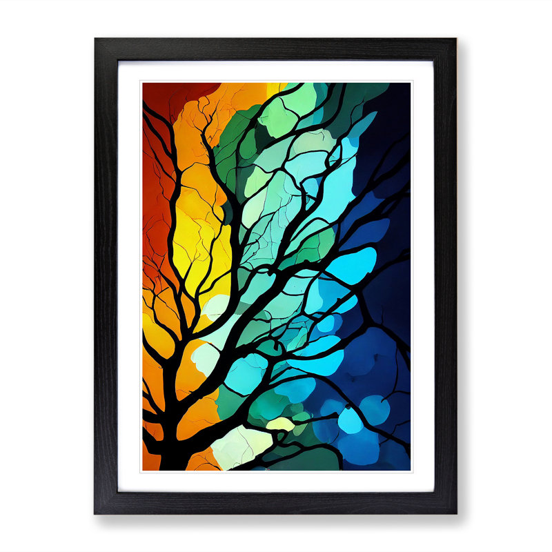 Colourful Tree No.5 - Print, White, Black Framed, 66cm H x 48cm W x 2cm D
