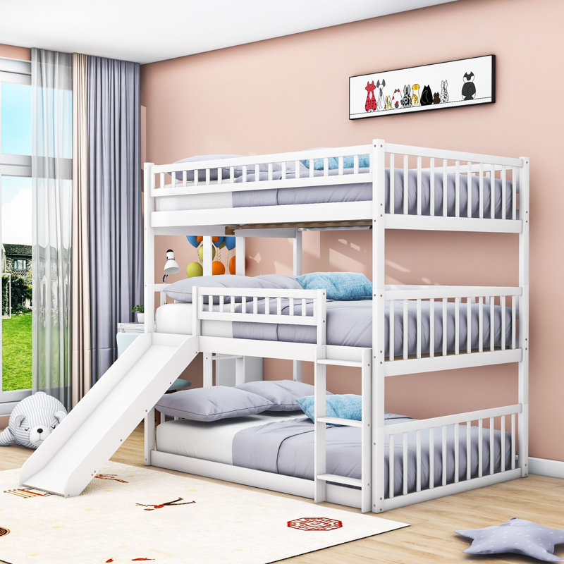 Ezana Kids Full Over Full Over Full Bunk Bed, White