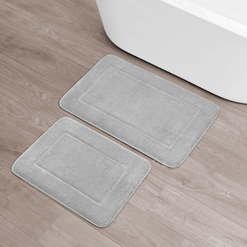 Inglestone Common Non-Slip Bath Rug, Gray, 17" x 24"  / 24"  x 40" 