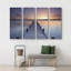 «Pier Extends In Calm Sunset Ocean Nature», reproduction sur toile 4 pièces