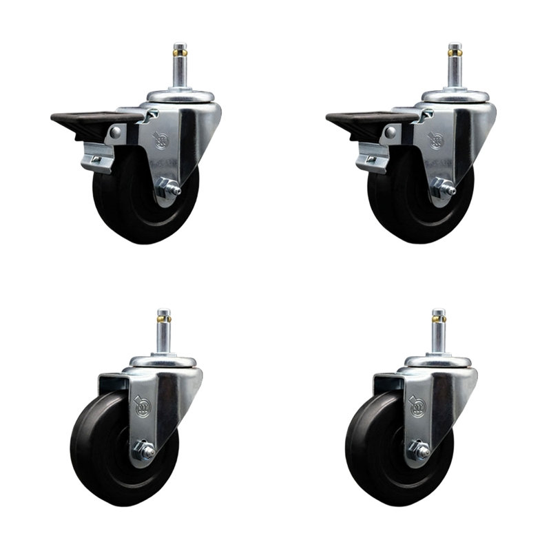 Soft Swivel Grip Ring Stem Caster Set 2 Brakes