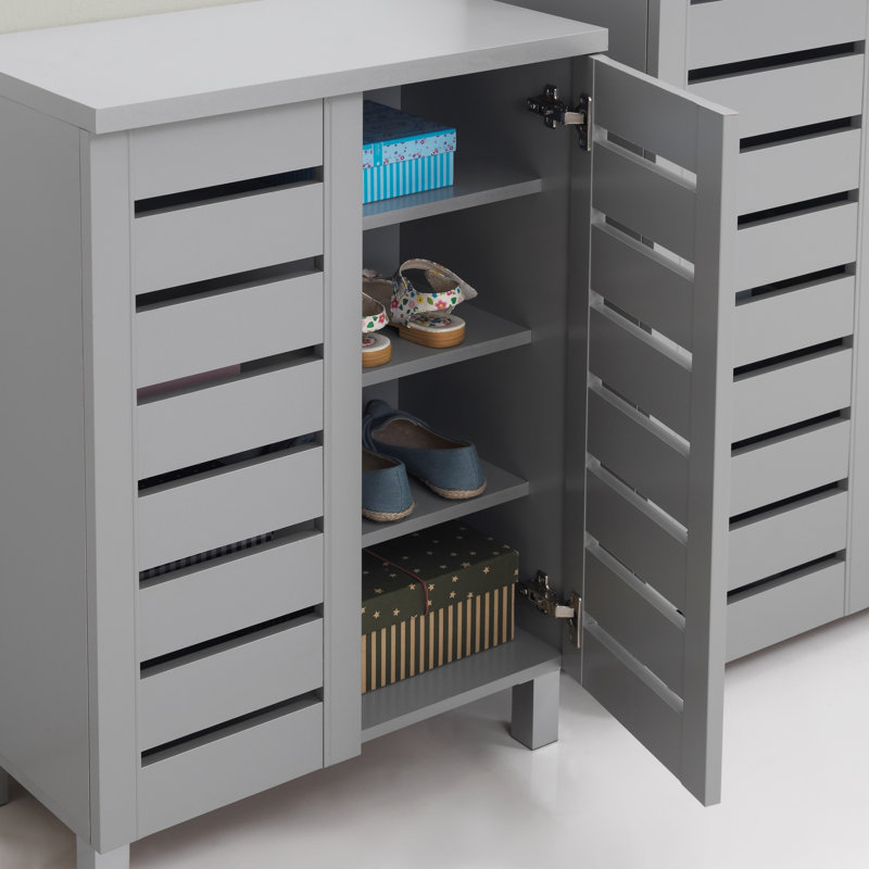 Osvaldo 8 Pair Shoe Storage Cabinet, Light Grey