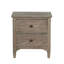 Table de chevet pour chambre 2 avec aspect gris chaud brossé, poignée ronde en bronze, bois massif et deux tiroirs spacieux pour vos affaires, taille compacte pour petites chambres, 22 po de profondeur, 15,7 po de largeur, 24,21 po de hauteur.