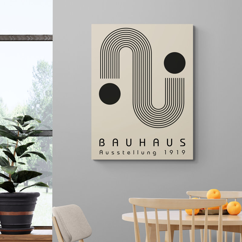 Axelson Bauhaus - S-Lines With Two Circles - Print on Canvas, 81cm H x 61cm W x 4cm D