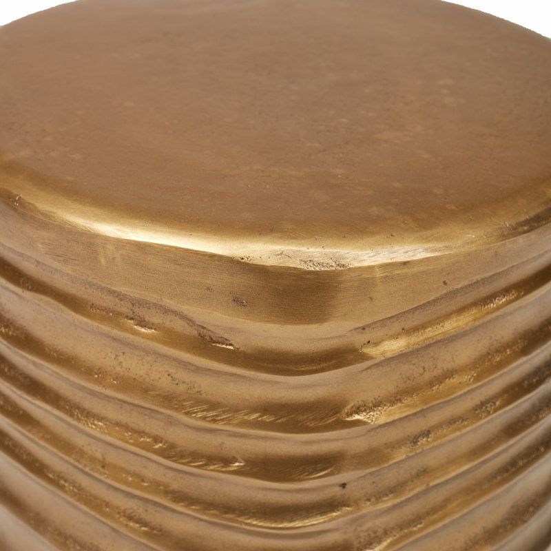 Jonica Aluminum Accent Stool, Antique Brass