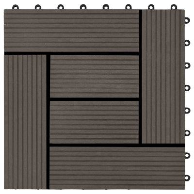Vidaxl 11X Decking Tiles WPC Interlocking Floor Deck Tile 1 Sqm Multi Colours