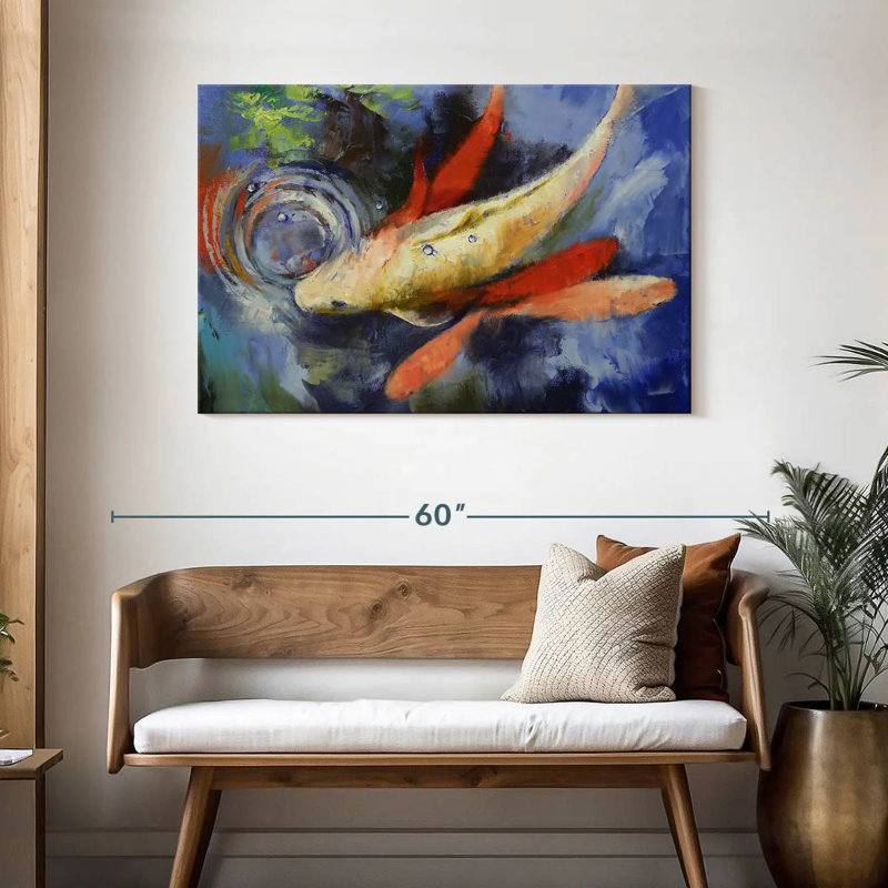 Koi et ondulations de l'eau, H 30 po x l 45 po