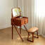 Meuble-lavabo rétro en bois brun avec miroir