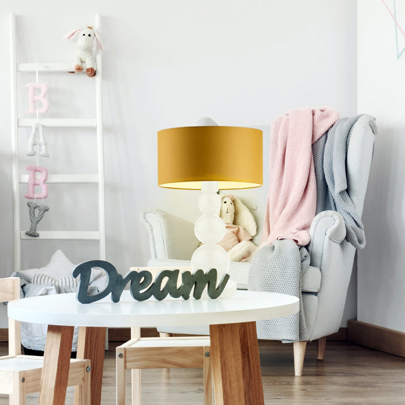 Henrika Metal Desk Lamp, Dark Yellow, White
