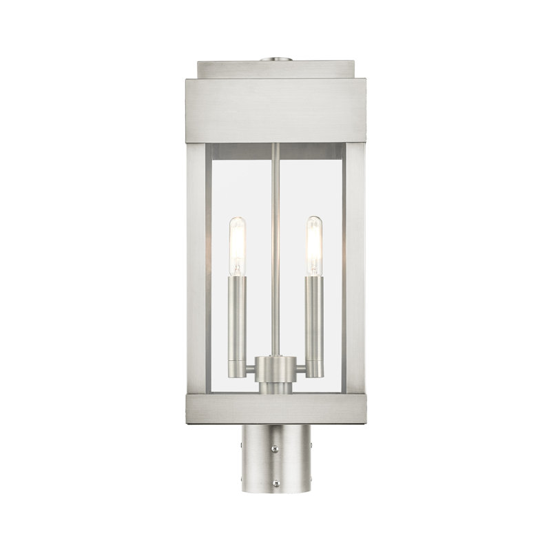 Tête de lanterne câblée 1 lumière H 19,75 po, Nickel brossé