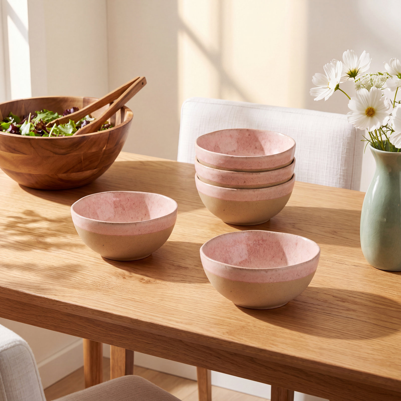 Arenito 22.63oz. Handmade Stoneware Cereal Bowl, Mauve Rose
