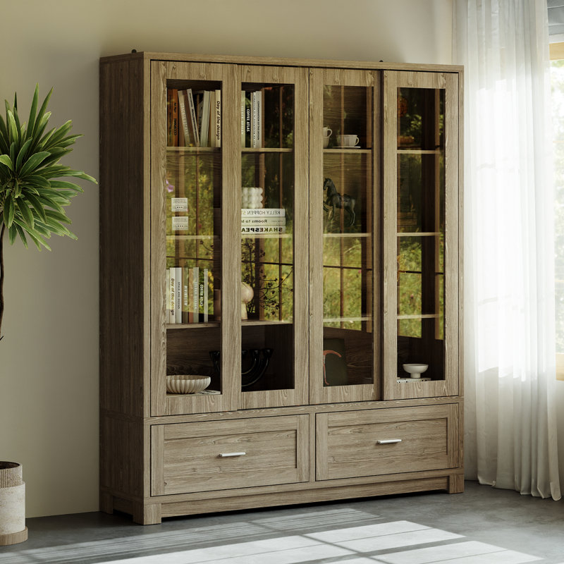 74" Display Cabinet With Glass Doors