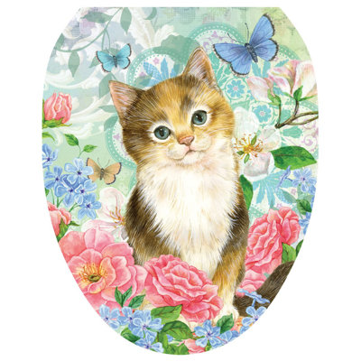 Décalcomanie de siège de toilette chat doux chaton - housse de couvercle en vinyle statique
