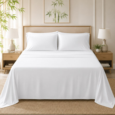 4 Piece Bamboo Rayon Sheet Set with Cooling Deep Pocket Design
