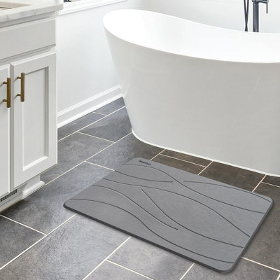 Natural Stone Bath Mat - Super Absorbent Quick-Drying Shower Mat, Mildew Resistant Non-Slip Diatomaceous Earth Bathroom Mat, Random Color