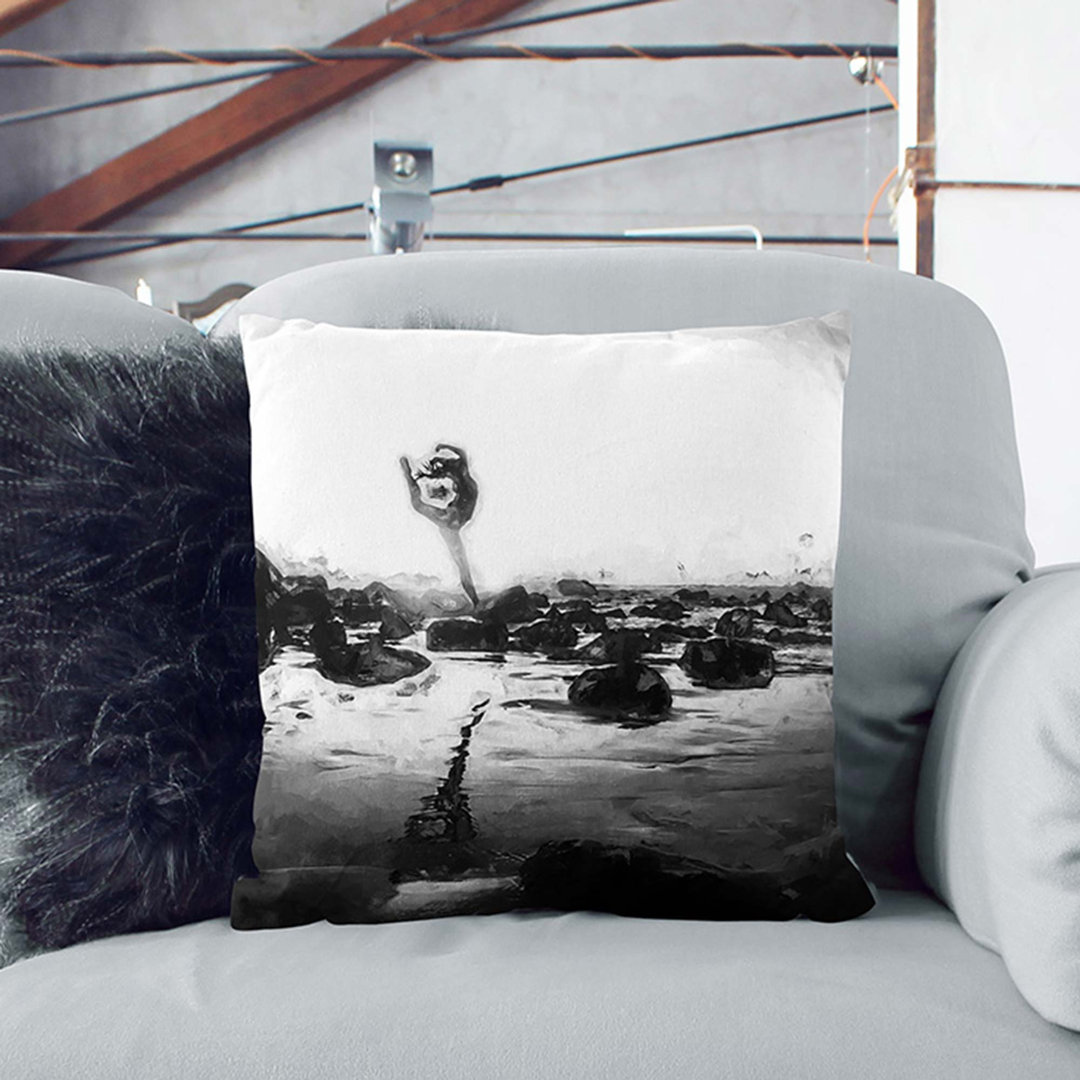 Dancing upon the Beach in Abstract Cushion with Filling