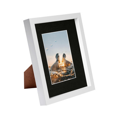 Nicola Spring - 8" x 10" White 3D Box Photo Frame - 4" x 6" Mount - Black