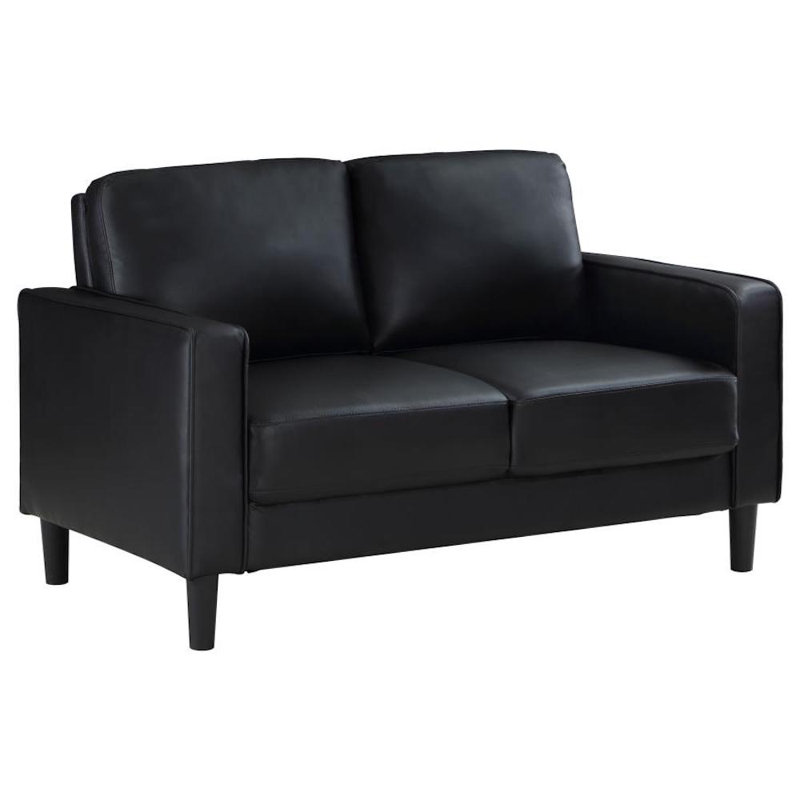 Loveseat, Black Faux Leather
