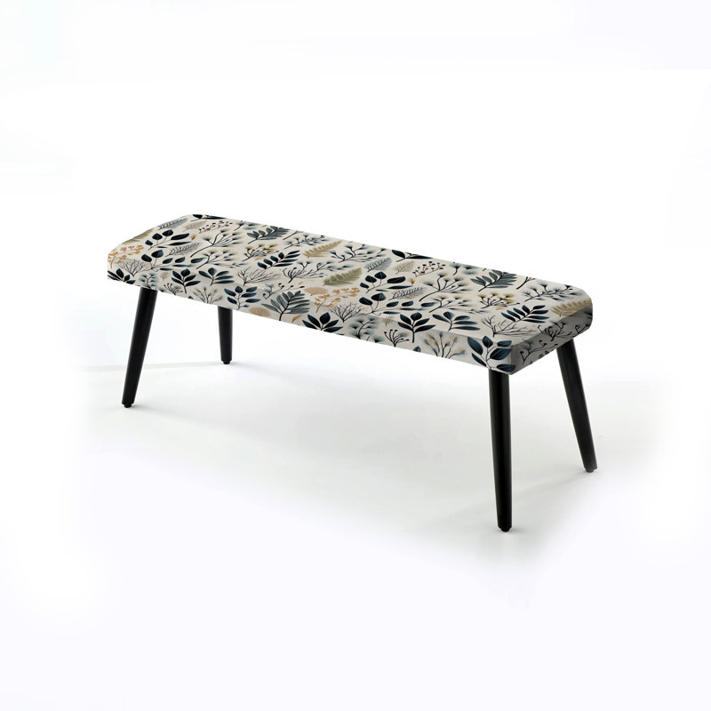 Banc rembourré floral noir, Botanique monochrome II