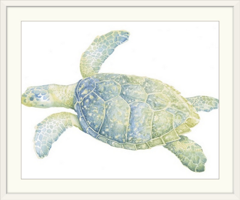 « ii » megan meagher, reproduction d’art Tranquil Sea Turtle, Cadre blanc, H 32 po x l 38 po x P 1 po