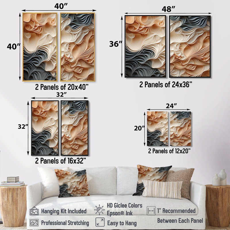 Beige And Orange Custards Collage I - Abstract Large Wall Art, 20" H x 24" W, Silver, Floater Framed Print