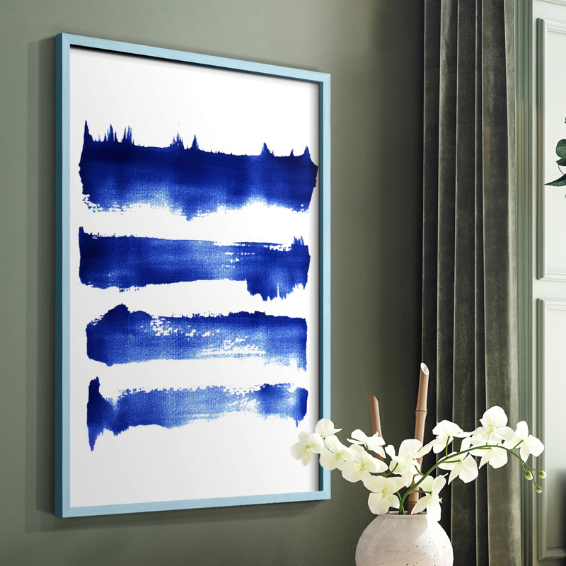 "Abstract", abstrait encadré, prêt à accrocher , Bleu, H 29 po x l 23 po