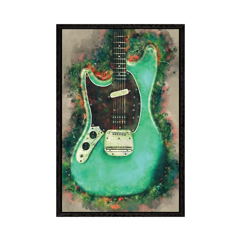 Kurt Cobain's Electric Guitar - Print on Canvas, 66.04 cm H x 45.72 cm W, Black Framed