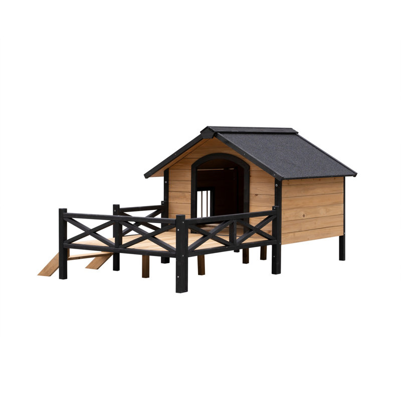 Large Wooden Outdoor Dog House with Porch