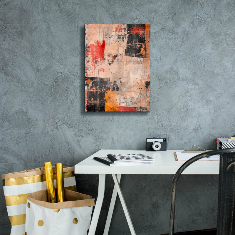 17 histoires abstraites «fissures no 2» par Andreas Magnusson, art mural sur toile, 40 po x 54 po