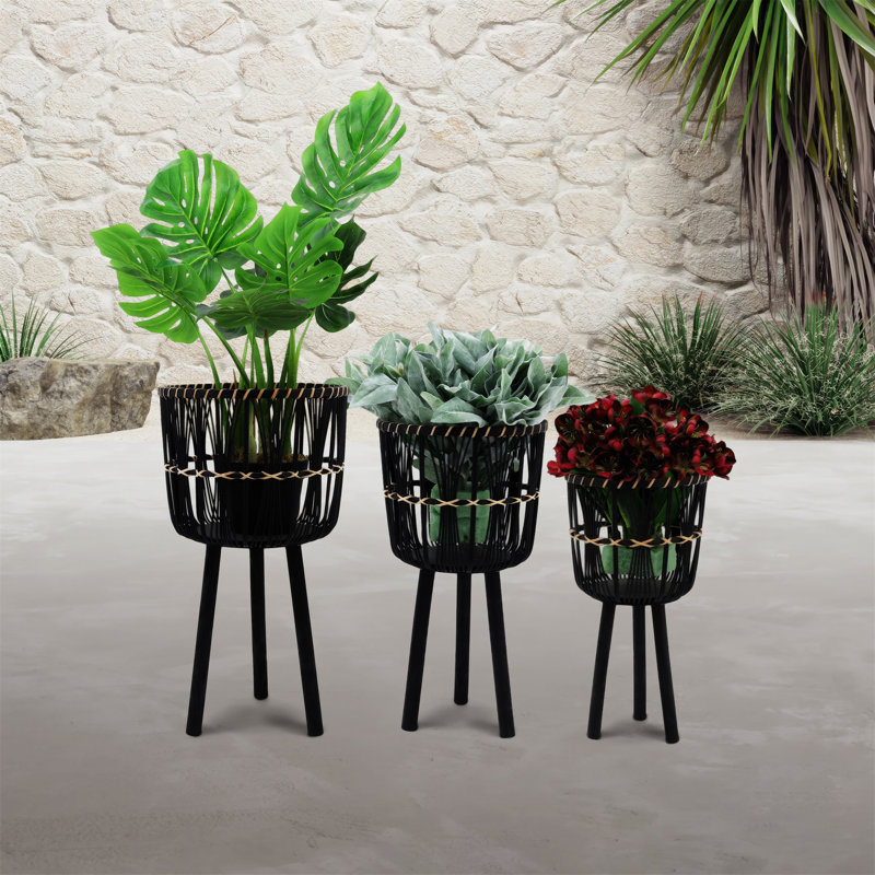 S/3 Bamboo Planters 11/13/15"