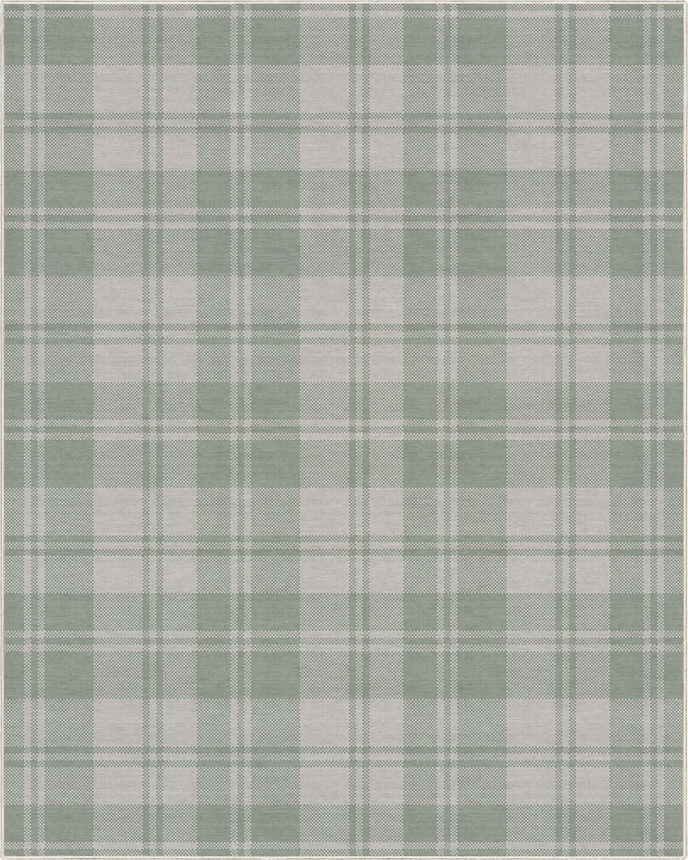 Well Woven Apollo Plaid Farmhouse Geometric Green FlatWeave Area Rug