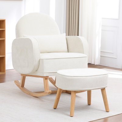 Chaise berçante rembourrée avec repose-pieds Teddy