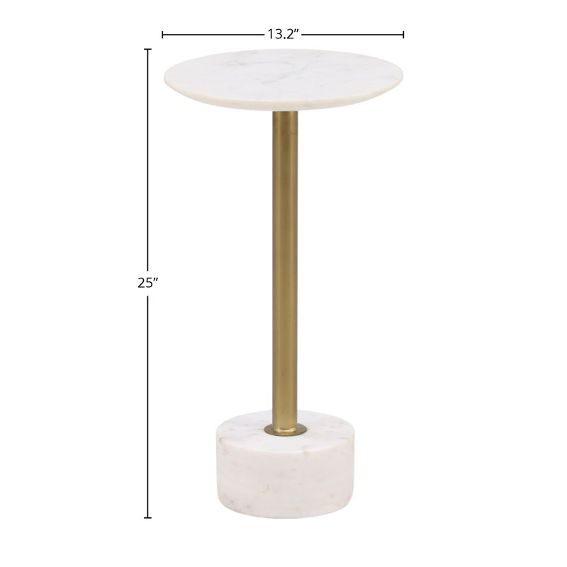 Rachael Marble End Table, White