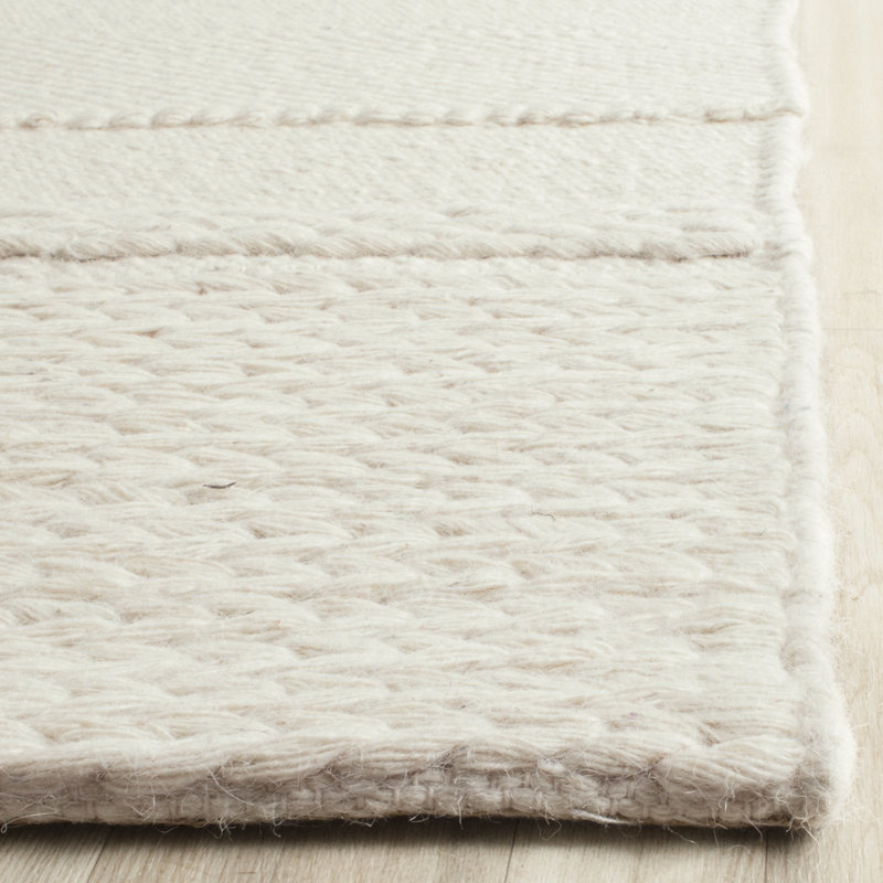 Brookneal Striped Hand-Woven Flatweave Wool/Cotton Natural Area Rug, Rectangle 8' x 10'