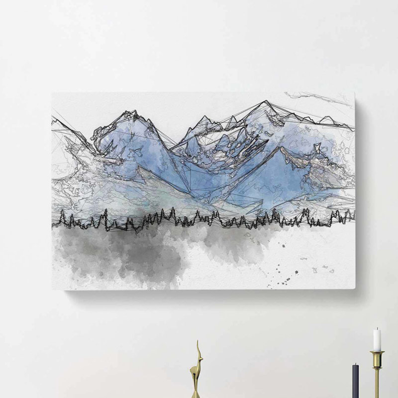 Rocky Mountains in Alaska in Abstract - Wrapped Canvas Drawing - Wrapped Canvas, 60cm H x 91cm W x 3cm D
