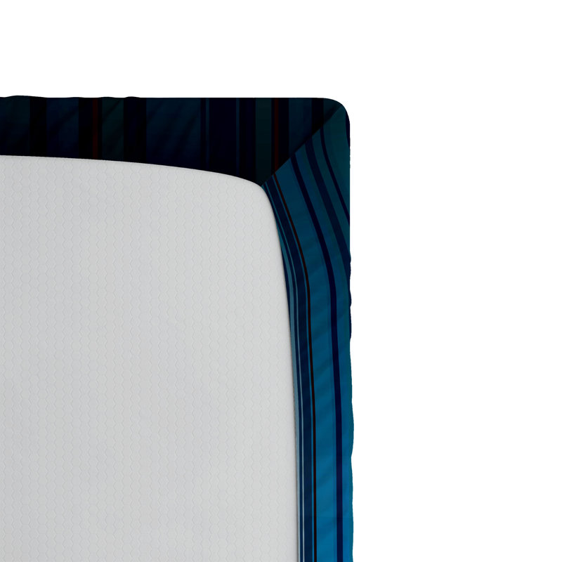Drap-housse orange Ambesonne, Drap-housse de taille double, Bleu marine / bleu sarcelle rayé