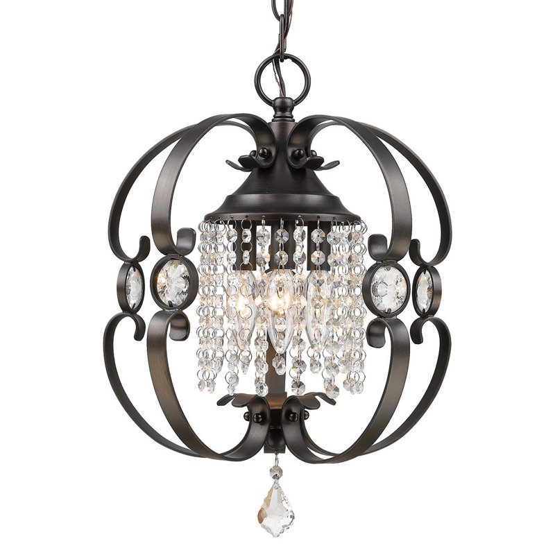 Lustre géométrique unique à 3 lumières Watchman, Bronze étrusque brossé