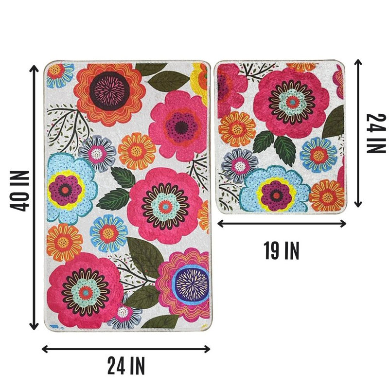 Bade Antibacterial Bathmat Set (2 Pieces), 100% Polyester, 19.7 x 23.6 inches & 23.6 x 39.4 inches | Non-Slip Underside, Pile Height: 0.4 inches | Machine Washable, Soft and Durable, Ideal for Bathroom Safety & Comfort