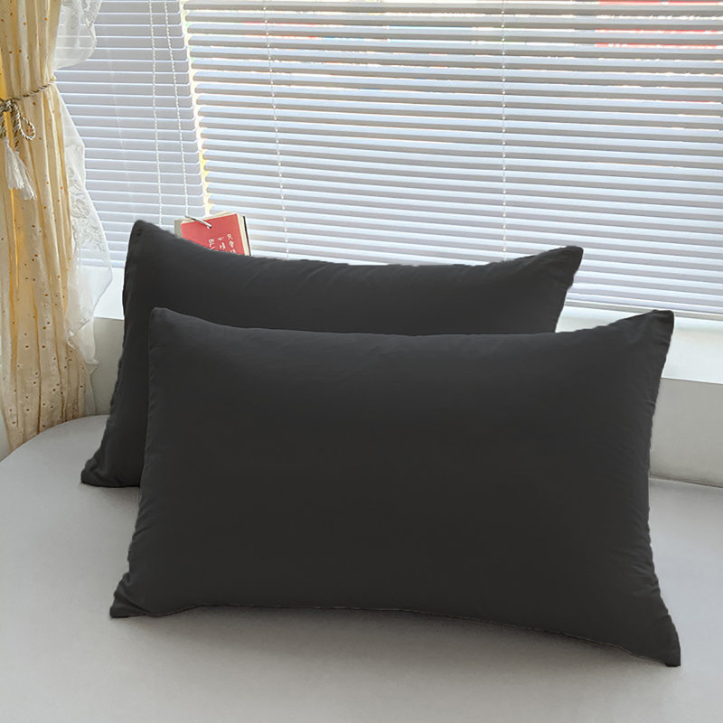 Wellboo 2 Pieces Pillowcases Standard Envelope Closure Pillowshams Pack of 2, 20inX26in, Black
