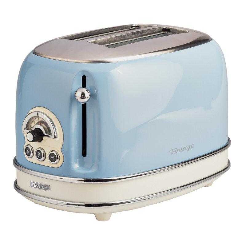 Ariete Vintage 1.7L Stainless Steel Jug Kettle with 2 Slice Toaster Set, Blue