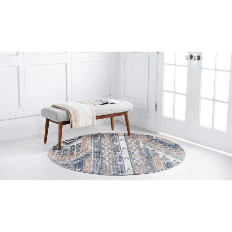 Tapis bleu marine / ivoire Josephus, Rond 13 pi 1 po