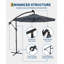 Parasol décalé de 10 pi avec lumières solaires 32 lumières DEL avec inclinaison infinie et base en croix pour la cour arrière de la piscine (gris)-439416205